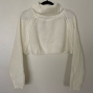 12th Tribe Cropped Knit Turtleneck Sweater